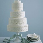 all white lace wedding cake