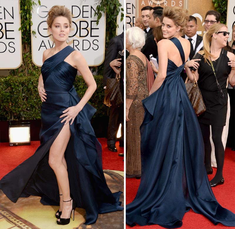 Amber Heard leg slit Golden Globes Red Carpet