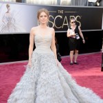 Amy Adams Oscar de la Renta light lavender dress Oscars 2013