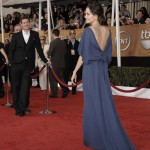Angelina Jolie blue Max Azria dress SAG Awards 2009 back
