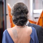 Angelina Jolie blue Max Azria dress SAG Awards 2009 back tattoos