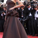 Angelina Jolie chocolate brown Versace dress Cannes 2011