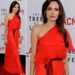 Angelina Jolie Red One Shouldered dress Tree of Life premiere