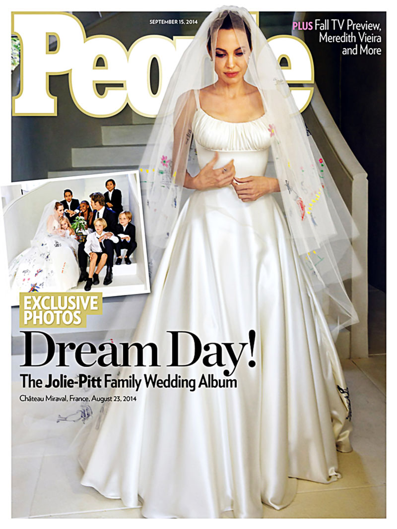 Angelina Jolie white bride dress Atelier Versace