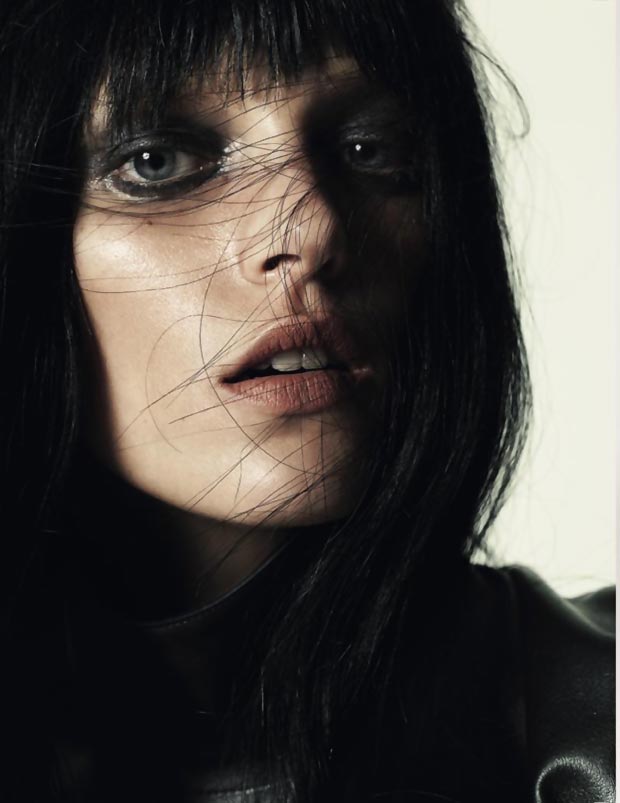 Anja Rubik dark hair Vogue Russia July 2013