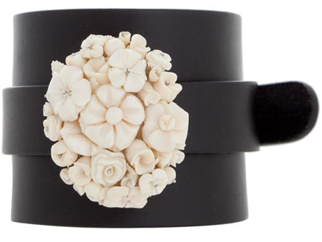 Anna Porcu leather cuff ivory bouquet