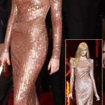 Anne Hathaway Armani Prive Sequined dress Golden Globes 2011