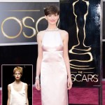 Anne Hathaway light pink revealing dress 2013 Oscars