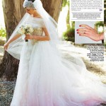 Anne Hathaway soft pink wedding gown lovely bouquet
