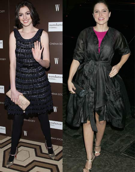 Anne Hathaway and Sophia Bush at Marc Jacobs and Louis Vuitton screening