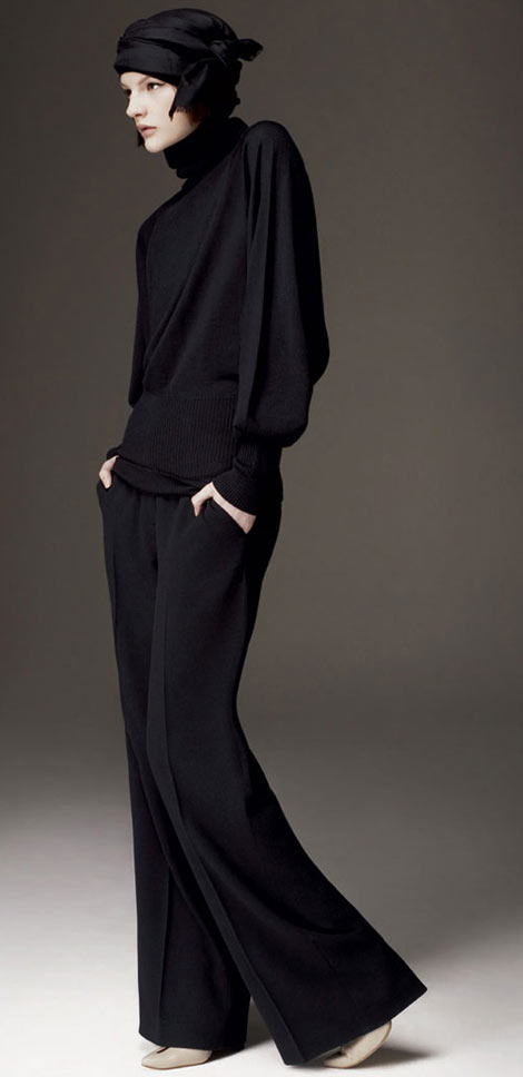 Aquascutum black pullover wide leg pants