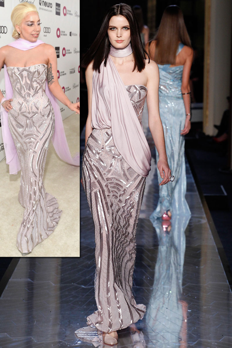 Atelier Versace dress worn by Gaga at 2014 Oscars