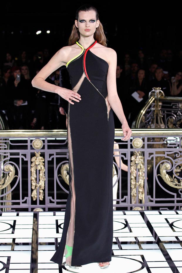 Atelier Versace Spring 2013 black zippered cutout dress