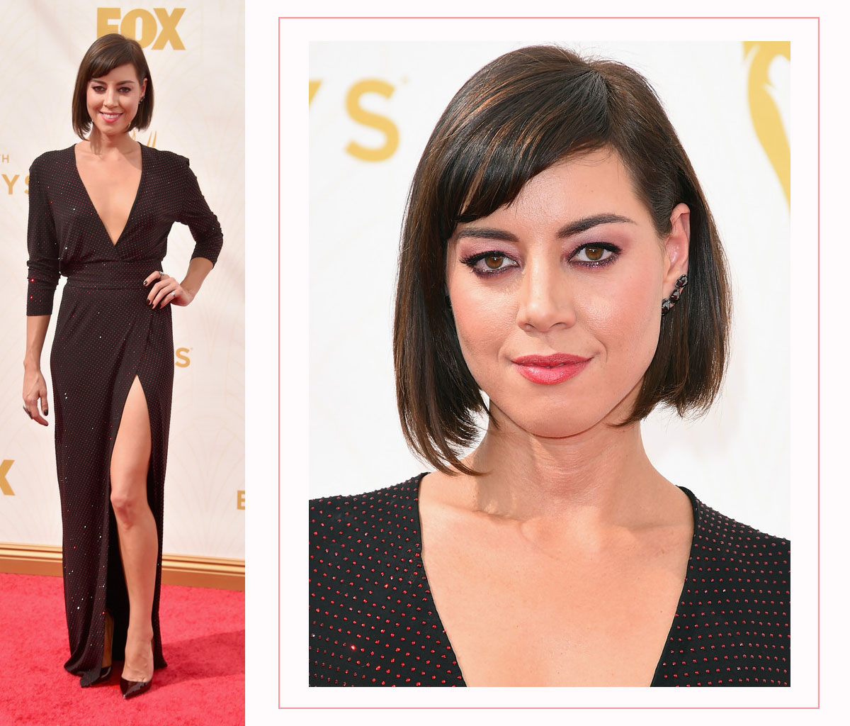 Aubrey Plaza 2015 Emmy Awards Red Carpet hairdo