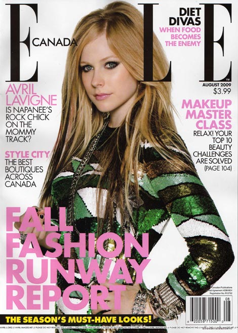 Avril Lavigne Elle Canada August 2009 cover