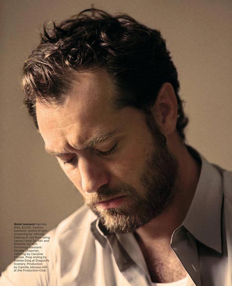 bearded Jude Law T Magazine