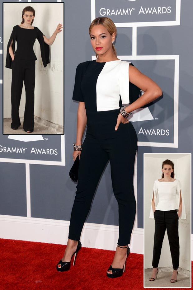 Beyonce 2013 Grammy black and white Osman Jumpsuit