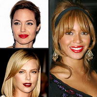 Angelina Jolie Charlize Theron Beyonce red lips