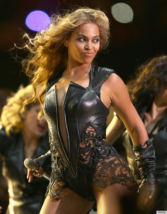 Beyonce leather lace bodysuit Super Bowl