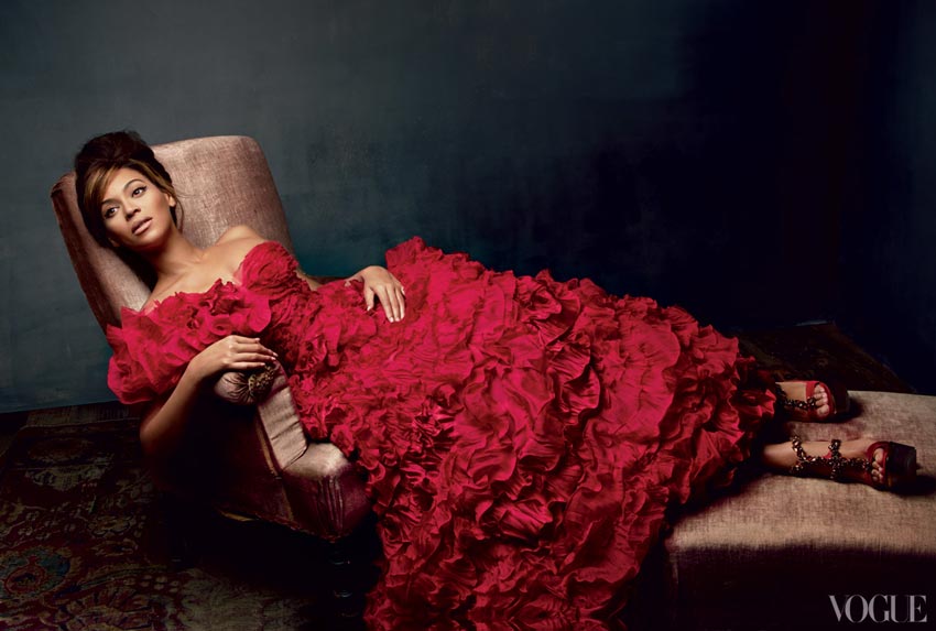 Beyonce red dress Vogue pictorial