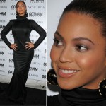 Beyonce Rock and Republic black dress and Chanel golden globes earrings