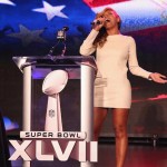 Beyonce singing live Super Bowl press conference