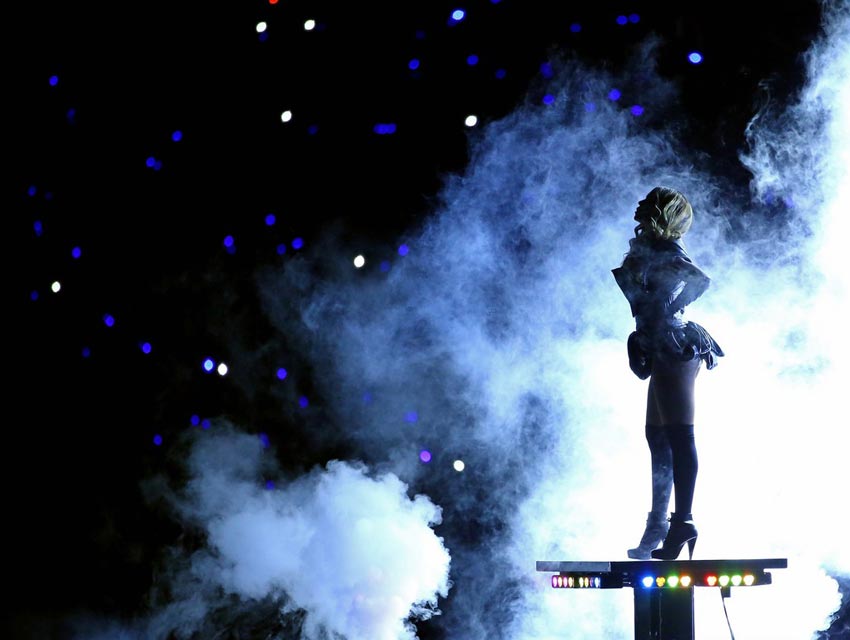 Beyonce Super Bowl halftime shows on stage