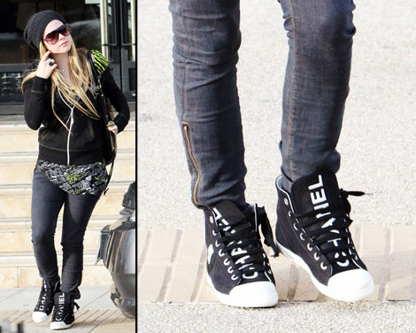Black Chanel High top sneakers Avril Lavigne