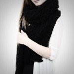 black oversized knitted scarf