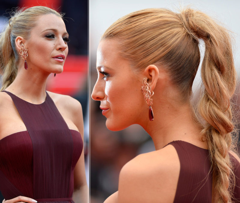 Blake Lively Cannes hair makeup Gucci dress