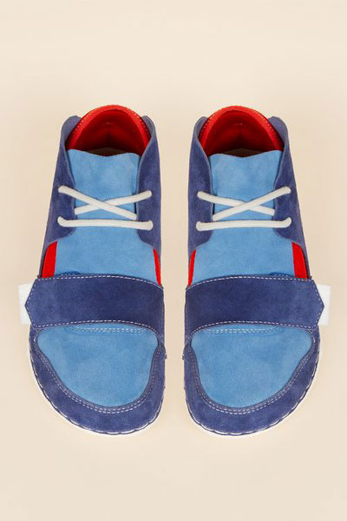 blue suede sneakers