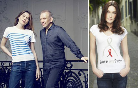 Born HIV free T Shirt Carla Bruni Jean Paul Gaultier