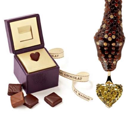 Boucheron La Maison du Chocolat Snake Necklace Diamond and diamond shaped chocolates