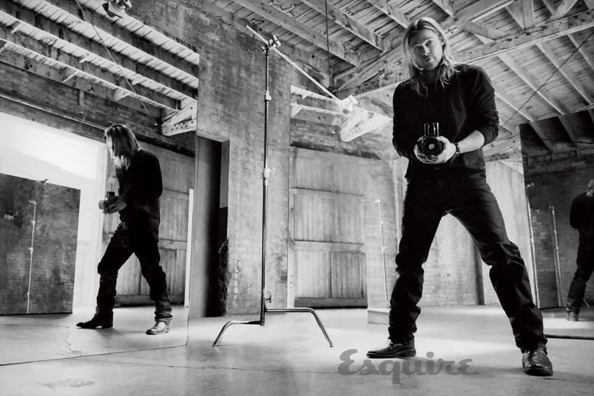 Brad Pitt photographing for Esquire