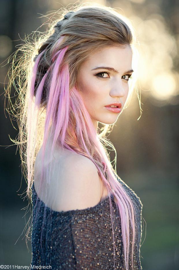 braided hair with pink extensions