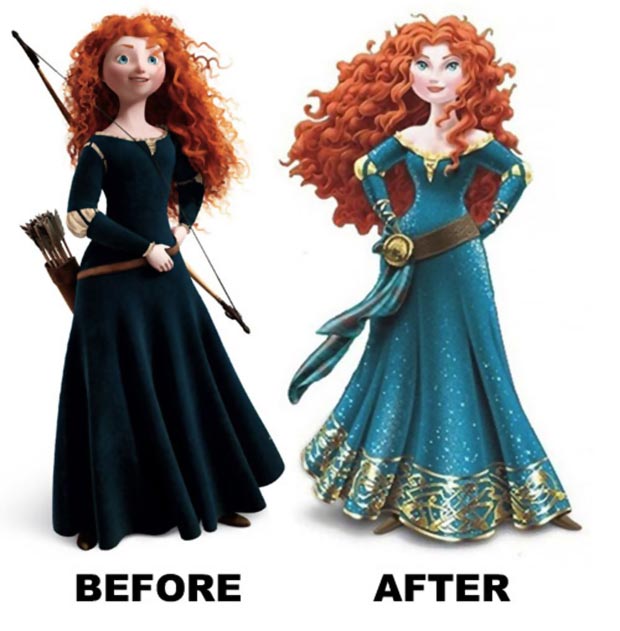 Brave Merida before and after Disney makeover
