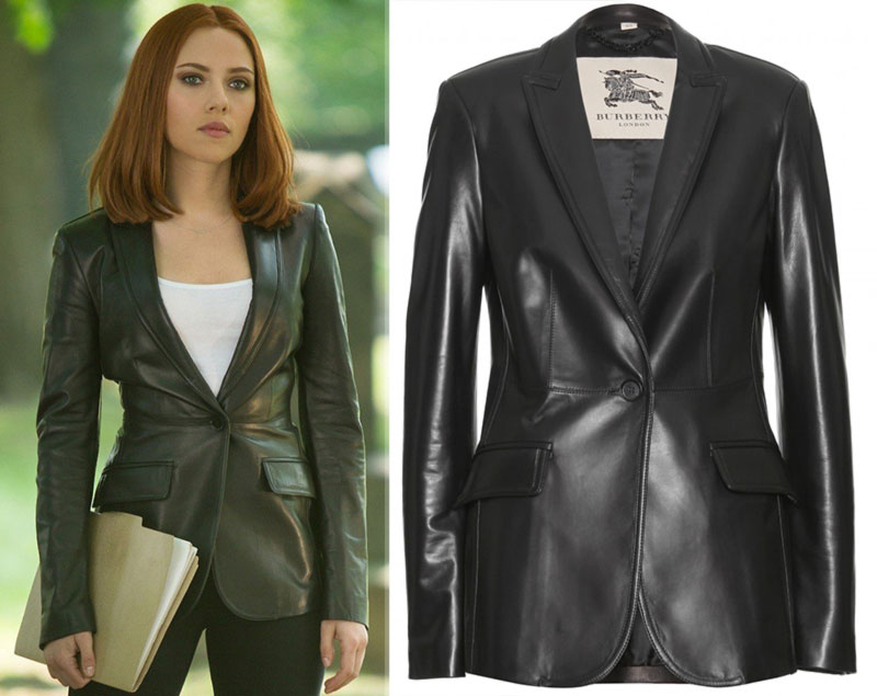 Burberry leather jacket as worn by Scarlett Johansson Captain America