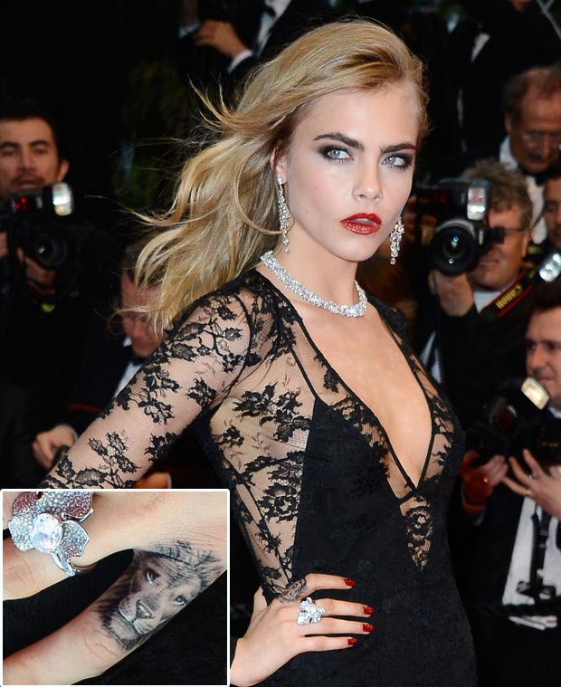 Cara Delevingne Cannes Festival 2013 Red Carpet tattoo