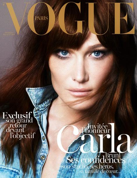 Carla Bruni Guest Edits & Covers Vogue Paris December January 2012 2013