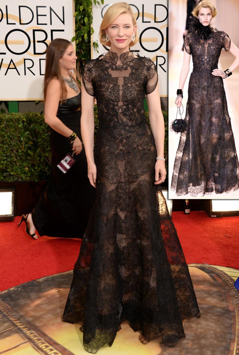 Cate Blanchett Golden Globes black dress Armani Prive