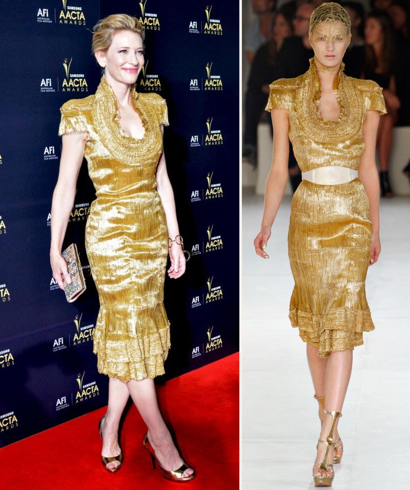 Cate Blanchett McQueen golden dress SS12 AACTA Awards