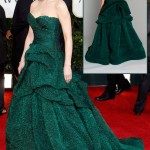 Catherine Zeta Jones Green Monique Lhuillier dress Golden Globes 2011