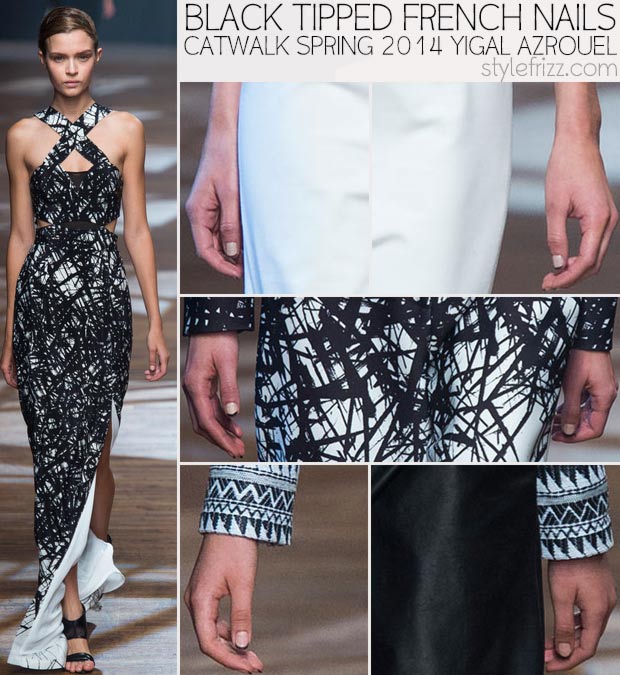 catwalk Black Tipped French nails Spring 2014 Azrouel