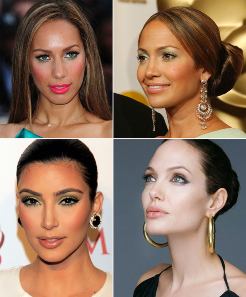 celebrities wearing green makeup Leona Lewis JLo Kim Kardashian Angelina