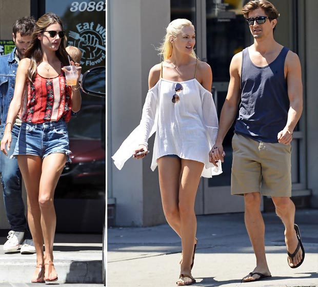 celebrities wearing shorts Alessandra Ambrosio Candice Swanepoel