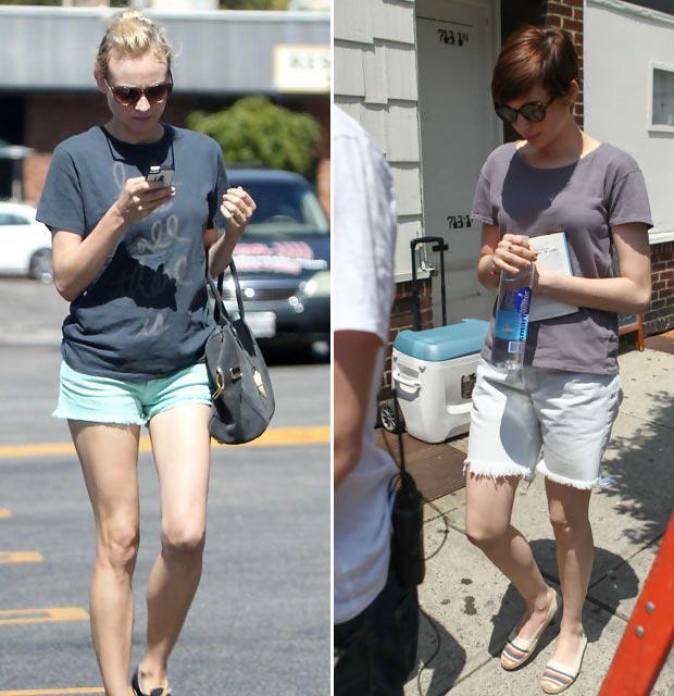 celebrities wearing shorts Diane Kruger Anne Hathaway
