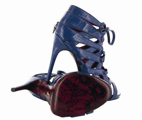 Cesare Paciotti lace red soles blue shoes