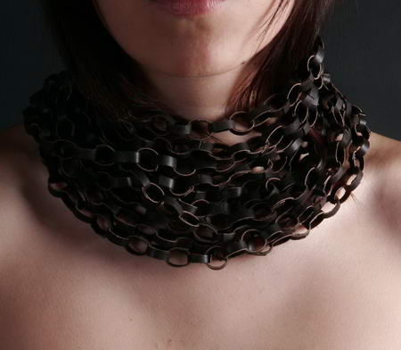 Chain me softly leather necklace by Ieva Laurina