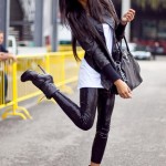 Chanel Iman black sequined leggings