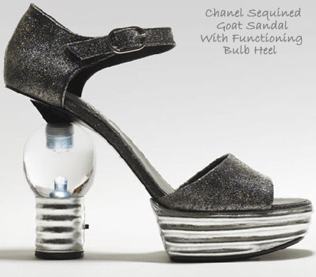 Chanel Sequined goat sandal with functioning bulb heel